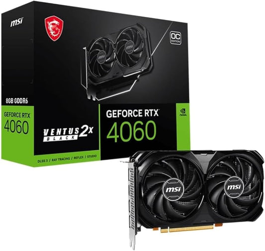 MSI GeForce RTX 4060 VENTUS 2X BLACK 8G OC NVIDIA 8 GB GDDR6 DLSS 3