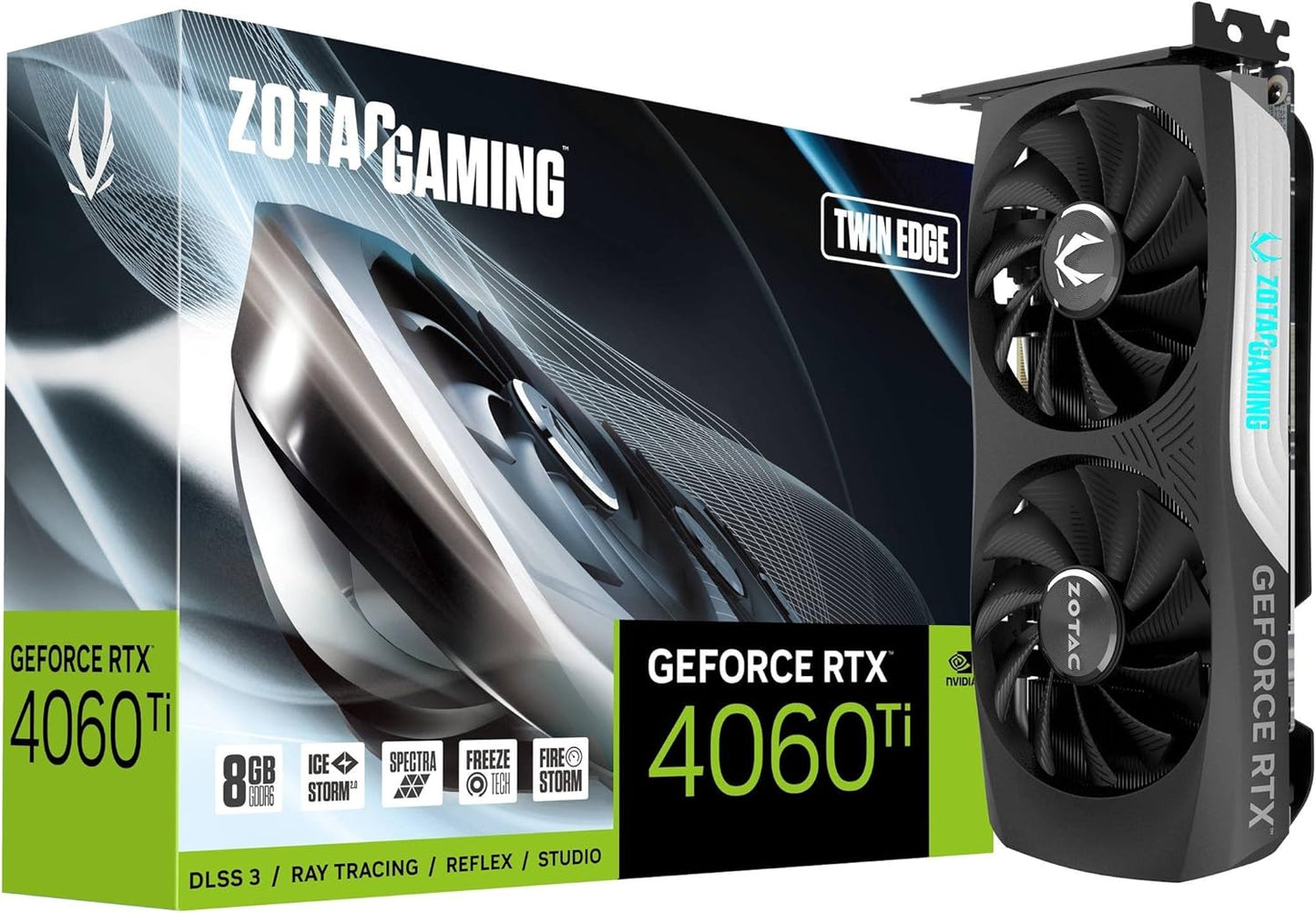 ZOTAC Gaming GeForce RTX 4060 Ti 8GB Twin Edge DLSS 3 8GB GDDR6 128-bit 18 Gbps PCIE 4.0 Compact Gaming Graphics Card, IceStorm 2.0 Advanced Cooling, Spectra RGB Lighting, ZT-D40610E-10M