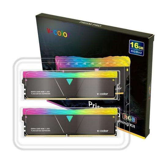 V-Color Prism Pro RGB 16GB (8GBx2)DDR4 DRAM 3200MHz Memory Kit – Jet Black